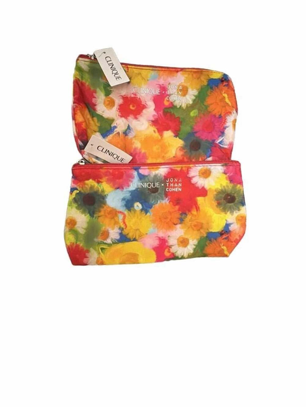 Clinique x Jonathan Cohen Floral Cosmetic Bag Makeup Pouch NWT